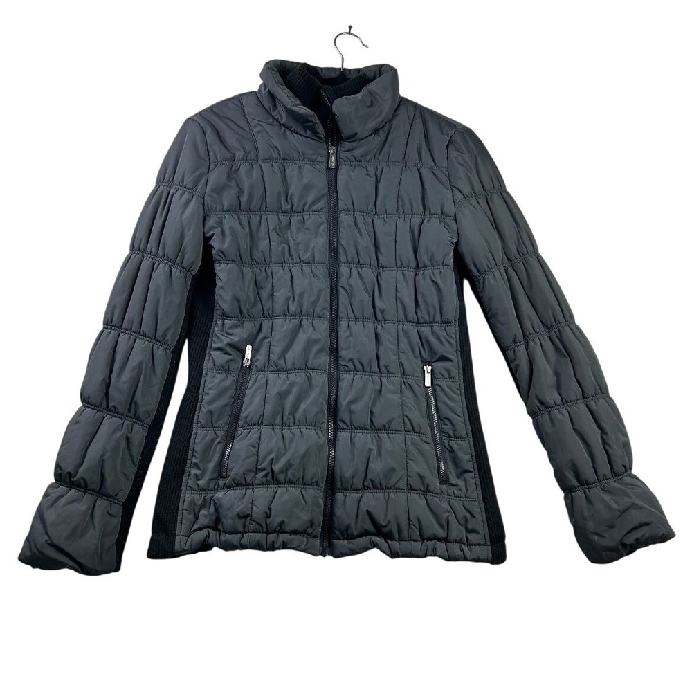 Calvin Klein Quilted Jacket XS Black Lightweight Zip Front Womens Classic